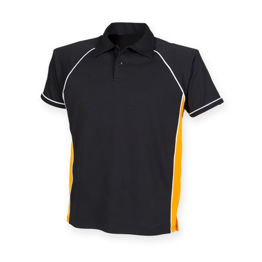 [1000062881] (LV370) Men´s Piped Performance Polo [FH370] (S, Black / Amber / White)