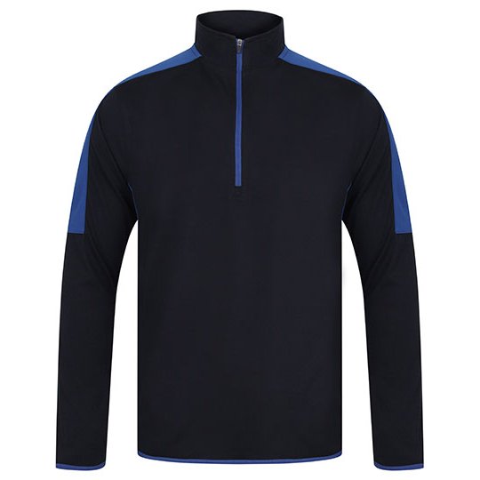 [1000276710] (LV571) Adults 1/4 Zip Midlayer With Contrast Panelling [FH571] (XS, Navy / Royal)