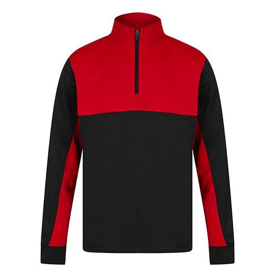 [1000344936] (LV874) Adults 1/4 Zip Tracksuit Top [FH874] (XS, Black / Red)
