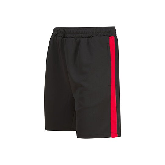 [1000344971] (LV886) Adults Knitted Shorts With Zip Pockets [FH886] (XS, Black / Red)