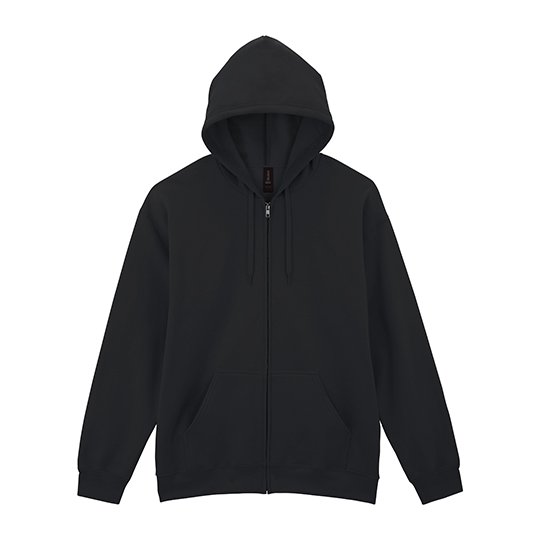 [1000354516] (SF600) Softstyle® Midweight Fleece Adult Full Zip Hooded Sweatshirt [GSF600] (S, Black)