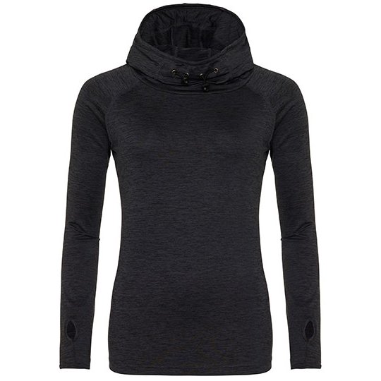 [1000209683] Women´s Cool Cowl Neck Top [JC038] (XS, Black Slate Melange)