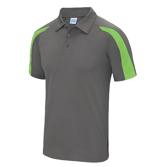 [1000078816] Contrast Cool Polo [JC043] (S, Charcoal (Solid) / Lime Green)