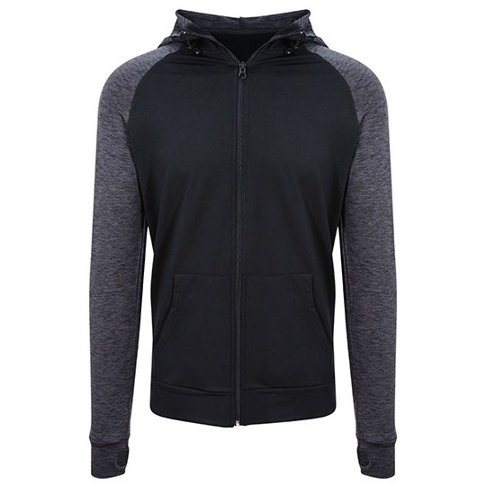 [1000256005] Men´s Cool Contrast Zoodie [JC057] (S, Black / Black Slate Melange)