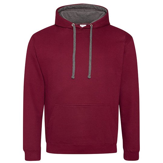 [1000079942] Varsity Hoodie [JH003] (XS, Burgundy / Charcoal (Heather))