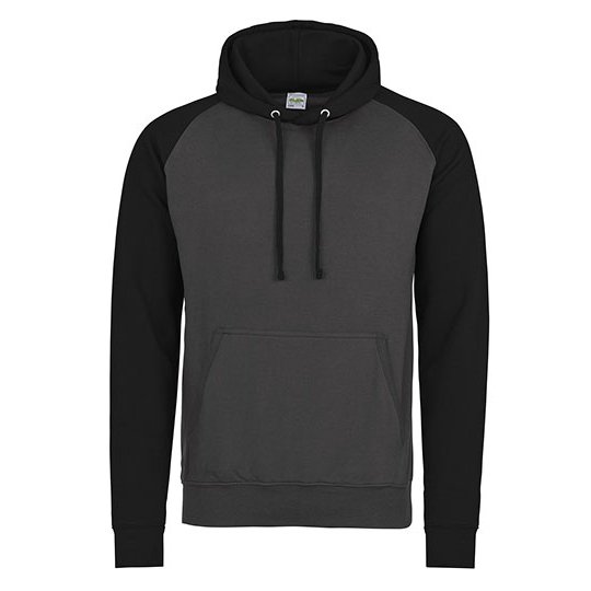 [1000080531] Baseball Hoodie [JH009] (S, Charcoal (Heather) / Jet Black)