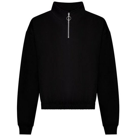 [1000326874] Women´s Cropped 1/4 Zip Sweat [JH037] (XXS, Deep Black)