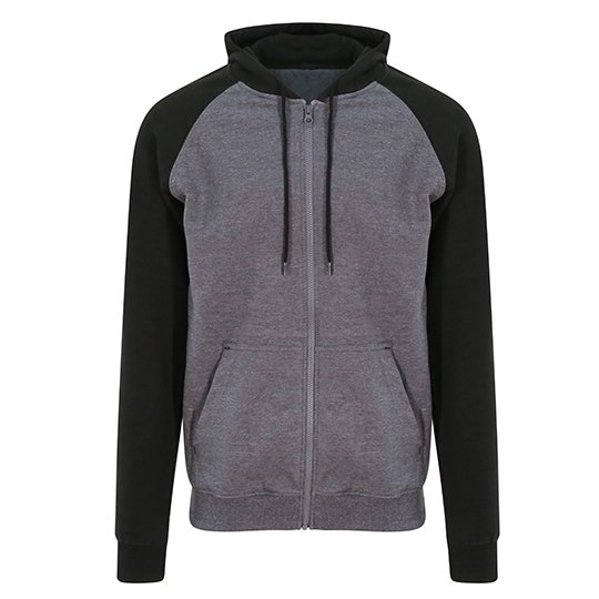 [1000255840] Baseball Zoodie [JH063] (S, Charcoal (Heather) / Jet Black)
