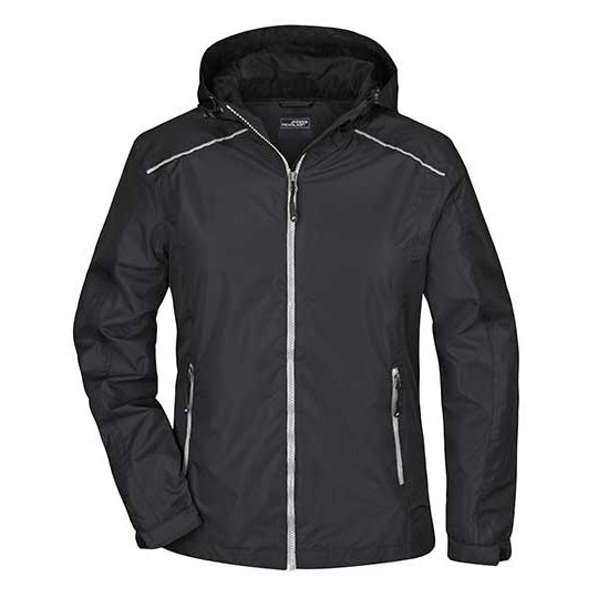 [1000210487] Ladies´ Rain Jacket [JN1117] (S, Black / Silver (Solid))