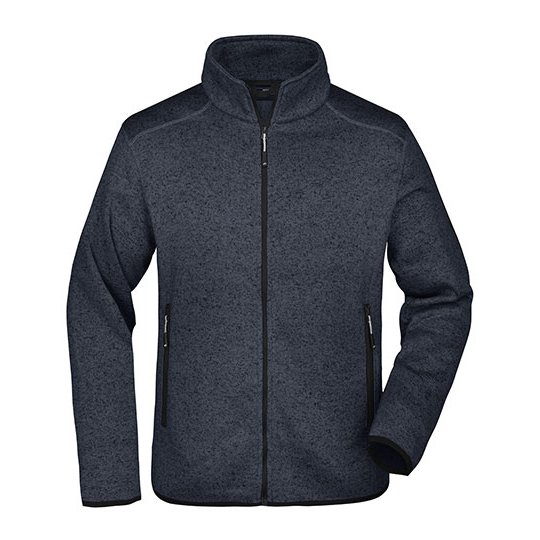 [1000090496] Men´s Knitted Fleece Jacket [JN762] (S, Dark Grey Melange / Silver (Solid))