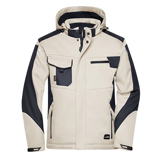 [1000318623] Craftsmen Softshell Jacket -STRONG- [JN824] (XS, Stone / Black)