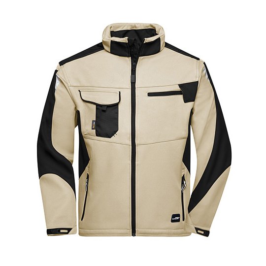 [1000318803] Workwear Softshell Jacket -STRONG- [JN844] (XS, Stone / Black)