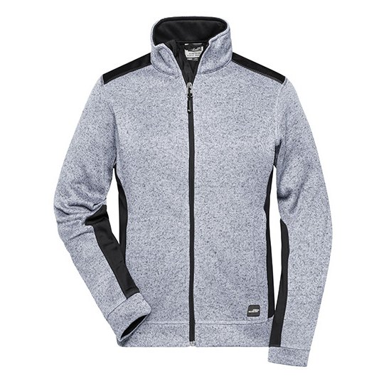 [1000318415] Ladies´ Knitted Workwear Fleece Jacket -STRONG- [JN861] (XS, White Melange / Carbon)
