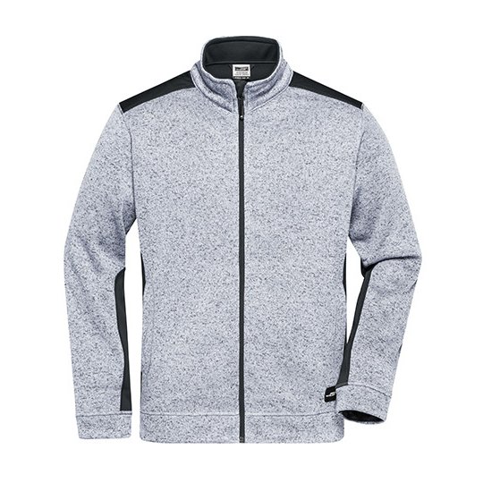 [1000318463] Men´s Knitted Workwear Fleece Jacket -STRONG- [JN862] (XS, White Melange / Carbon)