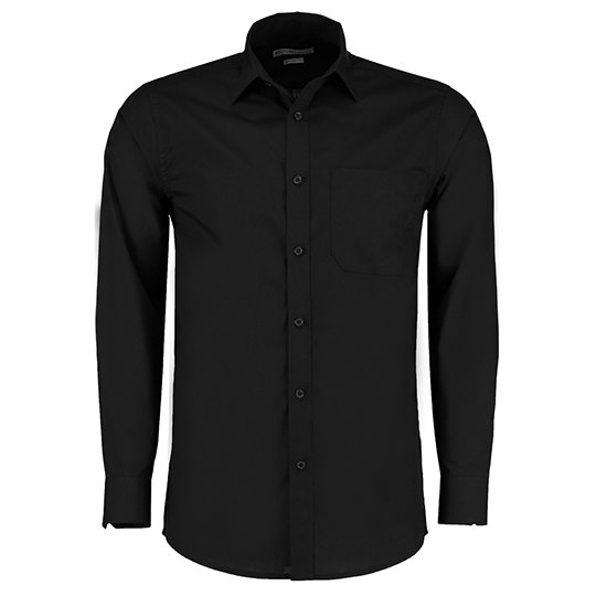 [1000277227] (KK142) Men´s Tailored Fit Poplin Shirt Long Sleeve [K142] (34/35 (13H), Black)