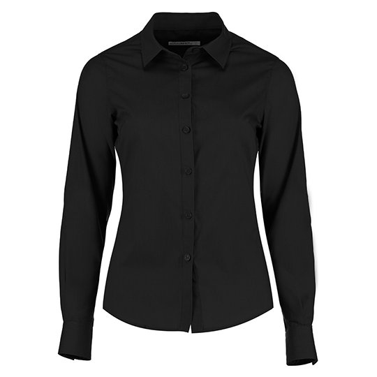 [1000277341] (KK242) Women´s Tailored Fit Poplin Shirt Long Sleeve [K242] (32 (6), Black)