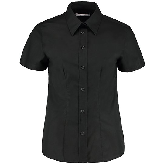 [1000094879] (KK360) Women´s Tailored Fit Workwear Oxford Shirt Short Sleeve [K360] (34 (XS/8), Black)