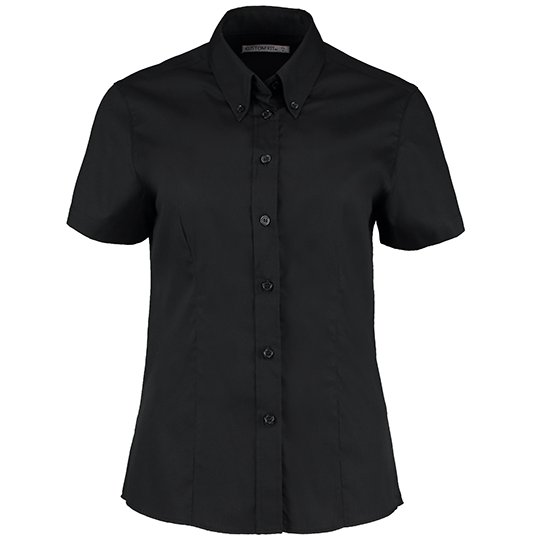 [1000096593] (KK701) Women´s Tailored Fit Corporate Oxford Shirt Short Sleeve [K701] (34 (XS/8), Black)