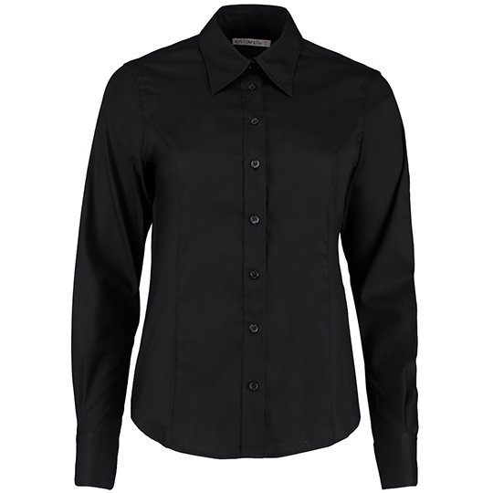 [1000096661] (KK702) Women´s Tailored Fit Corporate Oxford Shirt Long Sleeve [K702] (34 (XS/8), Black)
