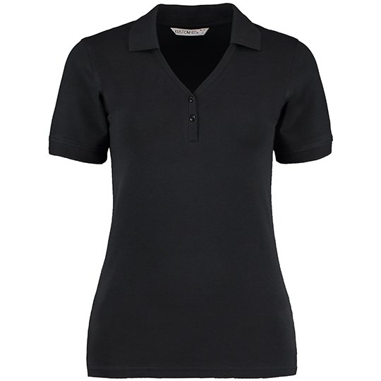 [1000097374] (KK732) Regular Fit Comfortec® V Neck Polo [K732] (34 (XS/8), Black)