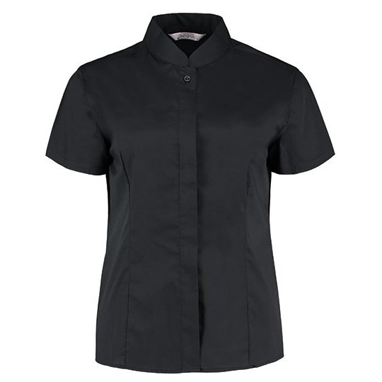 (KK736) Women´s Tailored Fit Shirt Mandarin Collar Short Sleeve [K736]