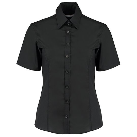 [1000097515] (KK742F) Women´s Tailored Fit Business Shirt Short Sleeve [K742F] (32 (XXS/6), Black)