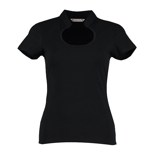 [1000097785] (KK755) Women´s Regular Fit Keyhole Neck Top [K755] (XS/S (8-10), Black)
