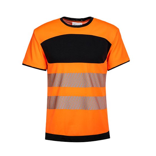 [1000337510] (EOST) EOS Hi-Vis Workwear T-Shirt With Printing Area [KX1000] (S, Signal Orange / Black)