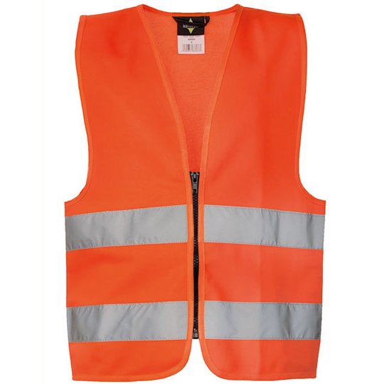 [1000319566] (KWRX) Kids´ Hi-Vis Safety Vest With Front Zipper Aalborg [KX201] (XS (3-6 years), Signal Orange)