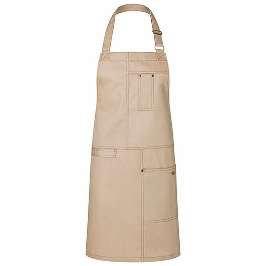 [1000285647] (LS 29) Bib Apron Urban Casual-Style [KY113] (Beige (ca. Pantone 7529 C))