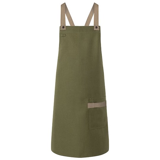 [1000307653] (LS 38) Bib Apron Urban-Look With Cross Straps And Pocket [KY119] (Moss Green (ca. Pantone 7764C))