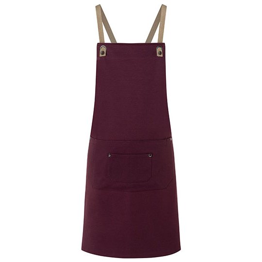 [1000307658] (LS 39) Bib Apron Urban-Nature With Cross Straps And Big Pocket [KY120] (Aubergine (ca. Pantone 5185C))