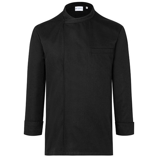 [1000307663] (BJM 4) Long-Sleeve Throw-Over Chef Shirt Basic [KY121] (S, Black (ca. Pantone 419C))