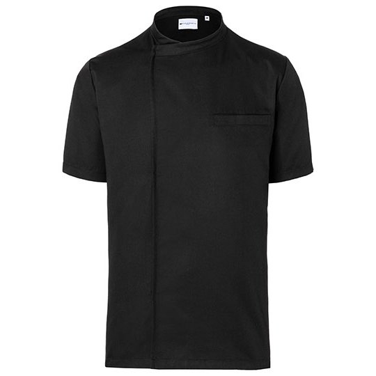 [1000307675] (BJM 3) Short-Sleeve Throw-Over Chef Shirt Basic [KY122] (S, Black (ca. Pantone 419C))