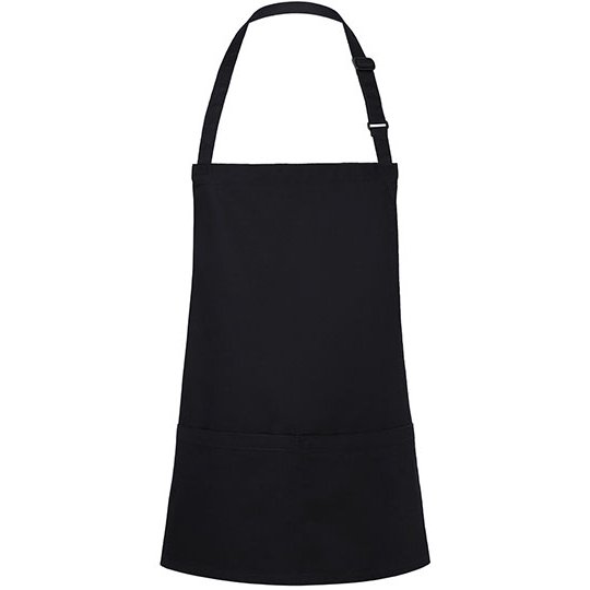 [1000307584] (BLS6) Short Bib Apron Basic With Buckle And Pocket [KY123] (Black (ca. Pantone 419C))
