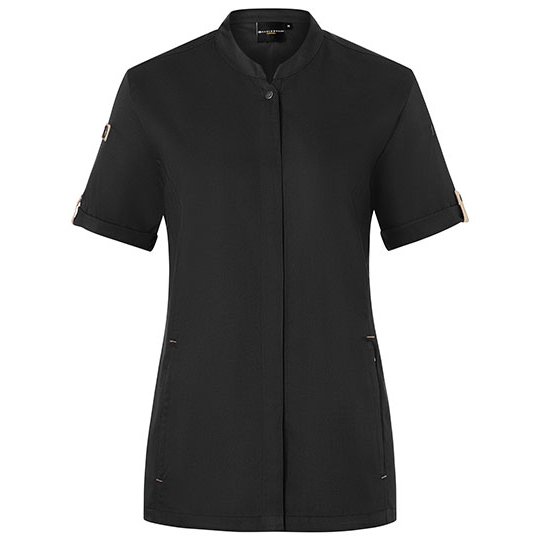 [1000362228] (JF 27) Ladies Chefs Jacket Green-Generation Short Sleeve [KY135] (34, Black (ca. Pantone 419C))