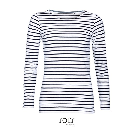 (01403) Women´s Long Sleeve Striped T-Shirt Marine