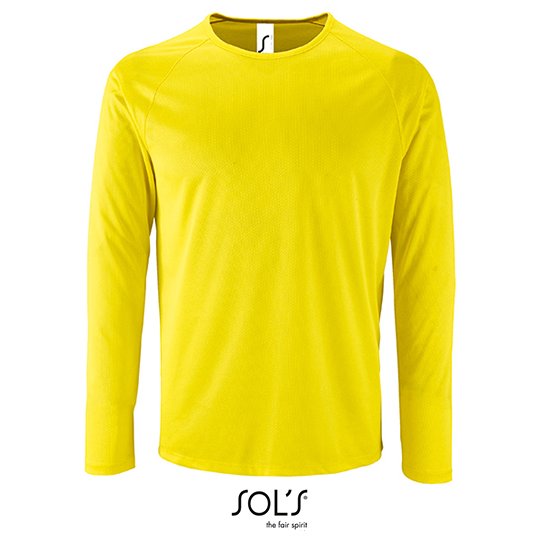 [1000232014] (02071) Men´s Long Sleeve Sports T-Shirt Sporty [L02071] (S, Neon Yellow)