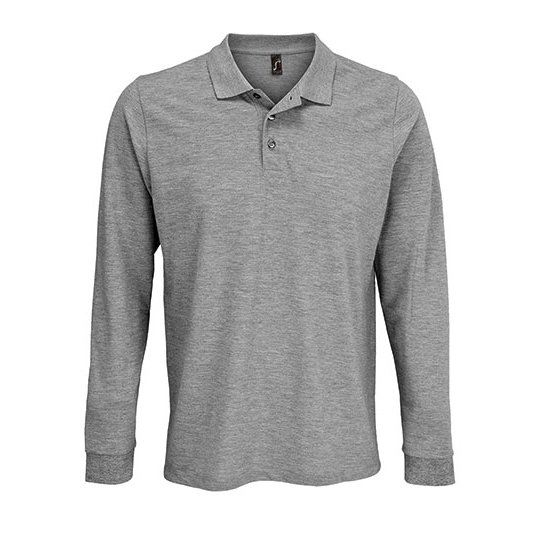 [1000349878] (03983) Unisex Long Sleeve Polycotton Polo Shirt [L03983] (XS, Grey Melange)