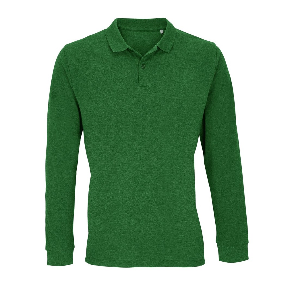[1000357508] (04241) Unisex Long Sleeve Polo Shirt Planet [L04241] (S, Bottle Green)