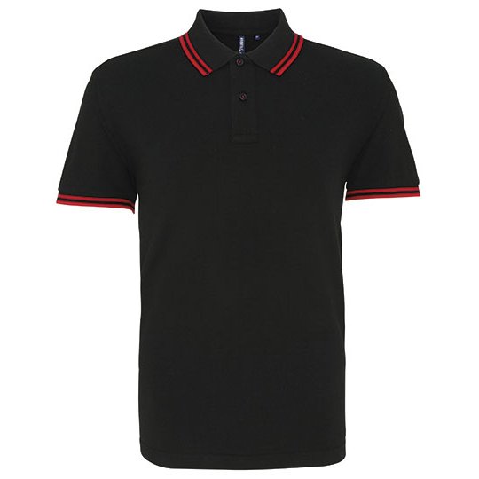 [1000405819] Men´s Classic Fit Tipped Polo [AQ011] (S, Black / Red)