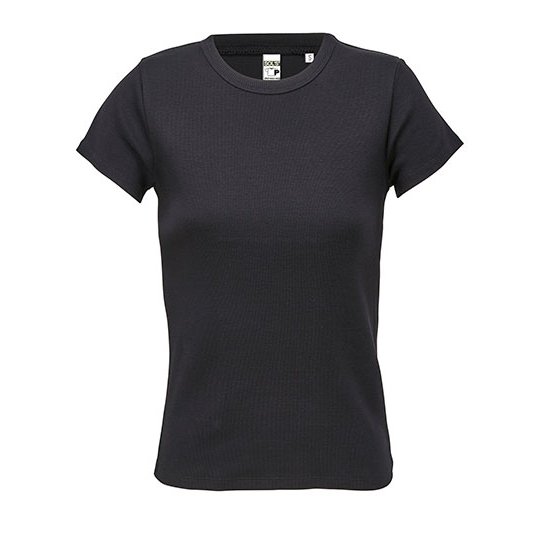 [1000419676] (04814) Women´s Ribbed T-Shirt Sara [L04814] (XS, Deep Black)