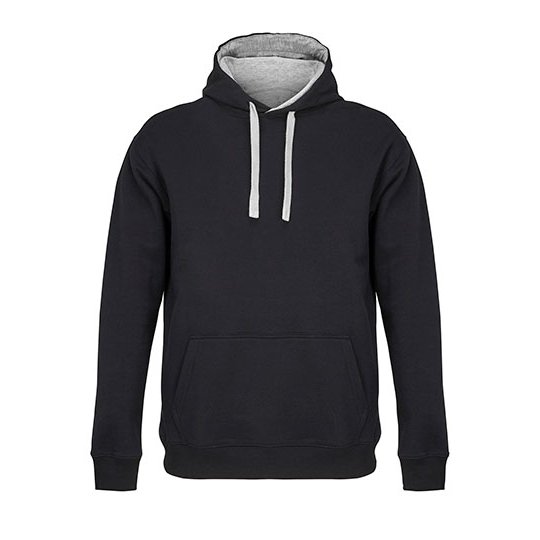 [1000419740] (04853) Unisex Hooded Sweatshirt Cameron [L04853] (XS, Black / Grey Melange)