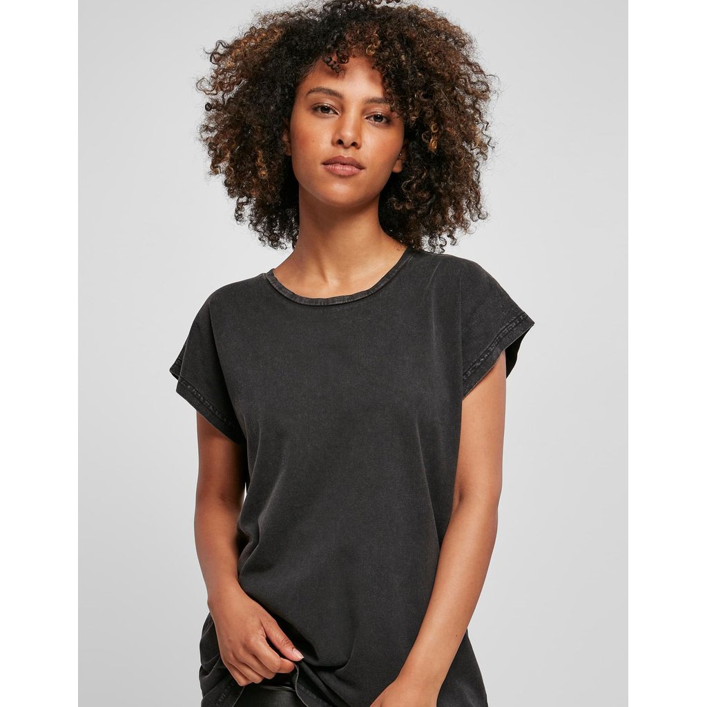 [BY053] Ladies´ Acid Washed Extended Shoulder Tee [BY053]