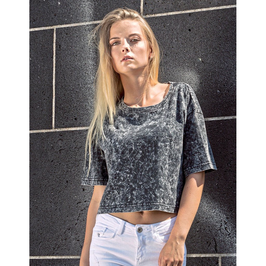 [BY054] Ladies´ Acid Washed Cropped Tee [BY054]