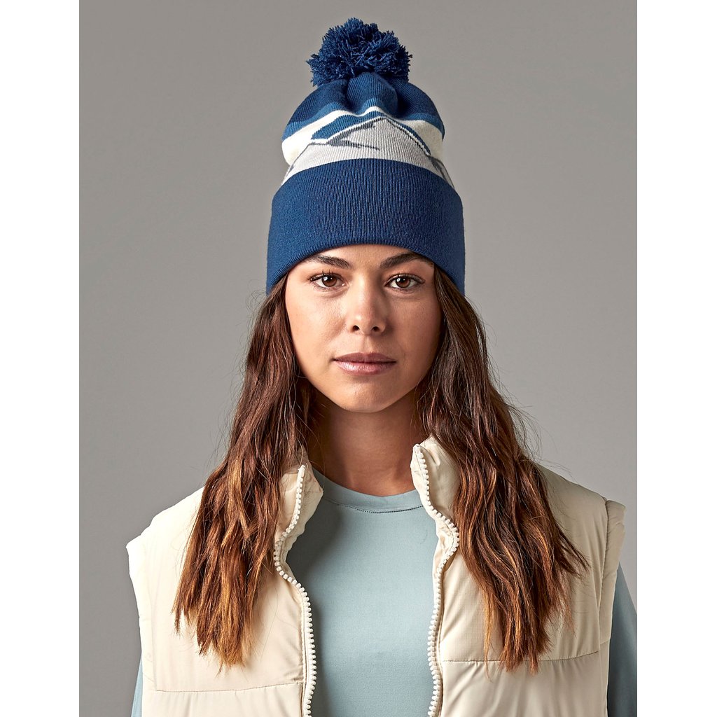 [CB395R] Mountain Peaks Pom Pom Beanie