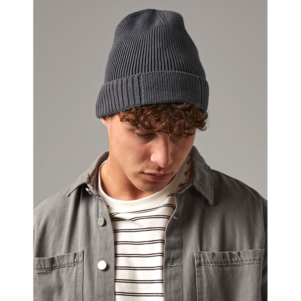 [CB438N] Organic Cotton Engineered Patch Beanie