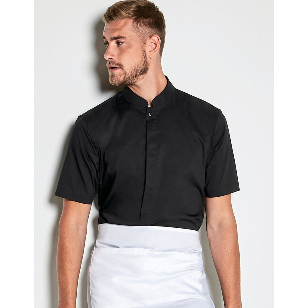 [K122] (KK122) Men´s Tailored Fit Mandarin Collar Shirt Short Sleeve