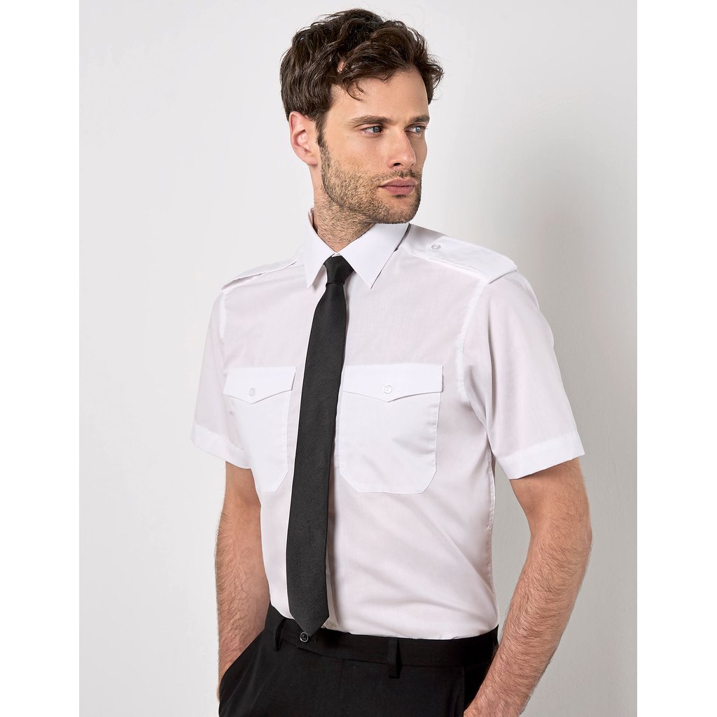 [K133] (KK133) Men´s Tailored Fit Pilot Shirt Short Sleeve