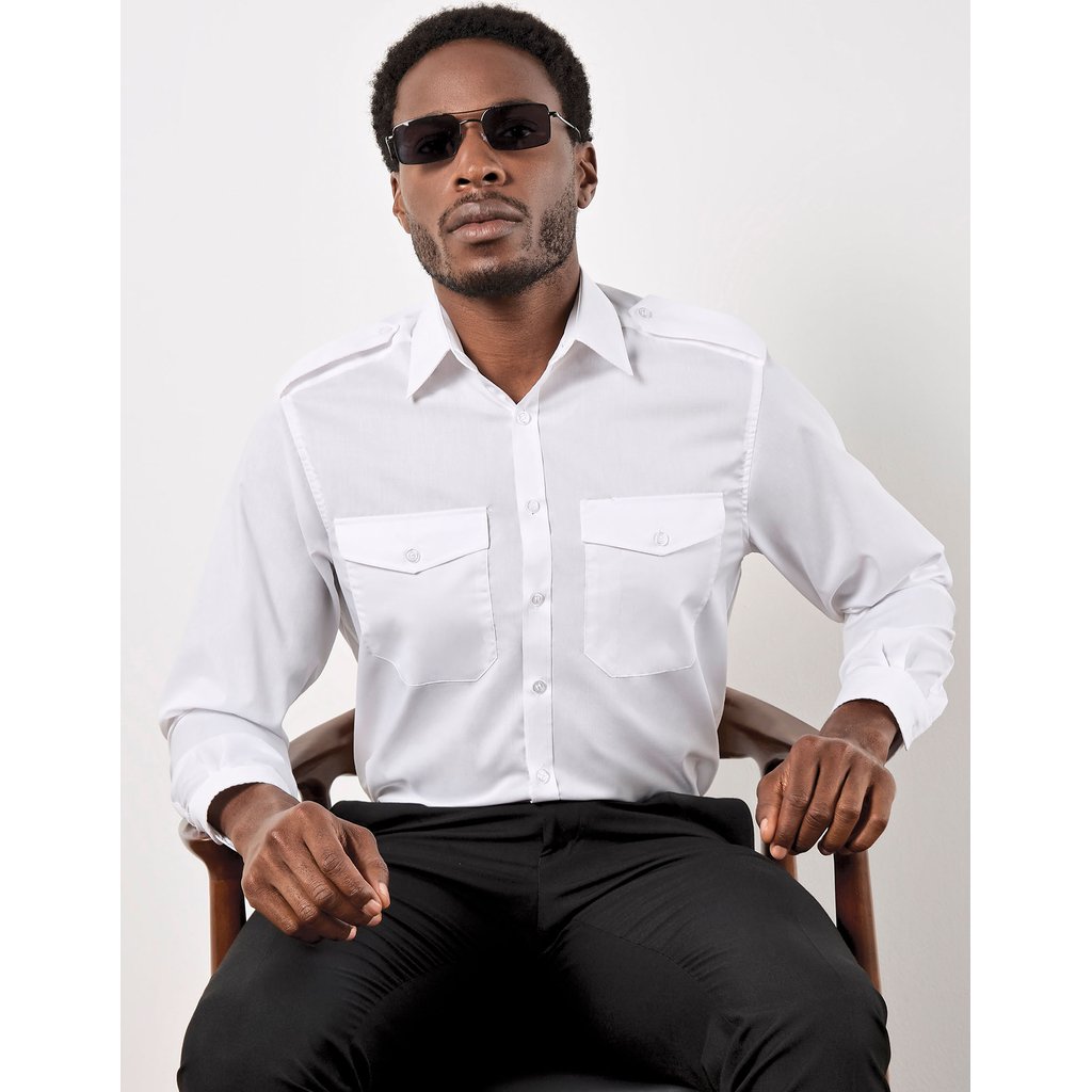 [K134] (KK134) Men´s Tailored Fit Pilot Shirt Long Sleeve